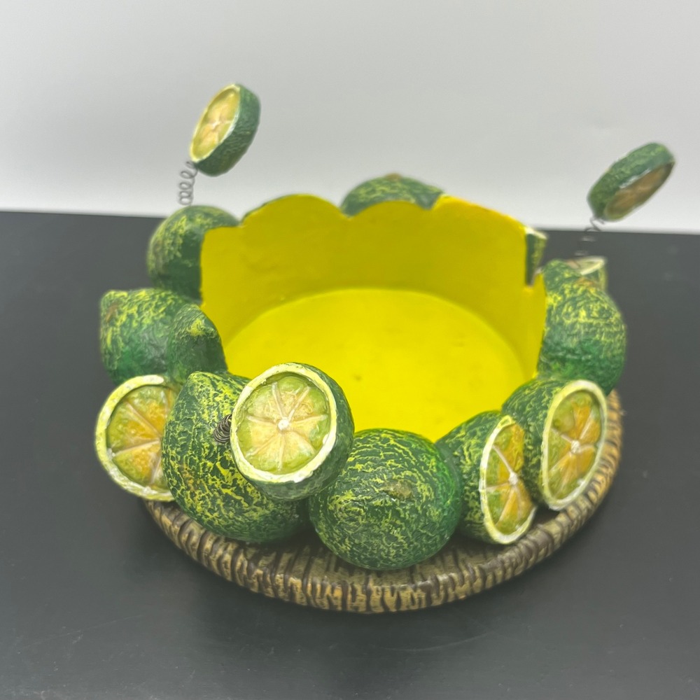 Candle Holder Green Lime Fruit Pillar Decor New 3" Diameter Candle Hole